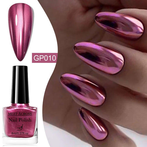 8ml Metallic Nail Polish Mirror Effect Fast Drying Long-Lasting Nails