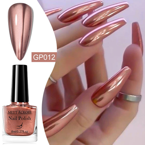 8ml Metallic Nail Polish Mirror Effect Fast Drying Long-Lasting Nails