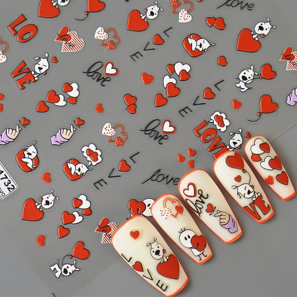 5D Nail Art Stickers Love Hearts Stars French Nail Art Design
