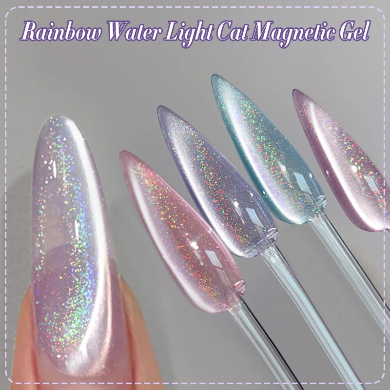 BORN PRETTY 10ml Rainbow Purple Water Light Cat Magnetic Gel Nail