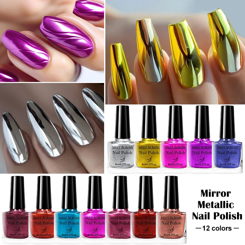 8ml Metallic Nail Polish Mirror Effect Fast Drying Long-Lasting Nails