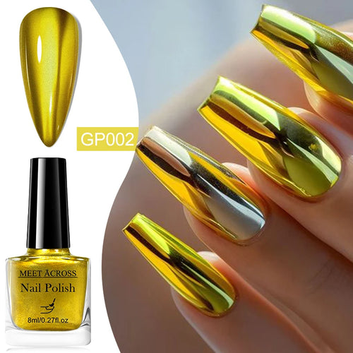 8ml Metallic Nail Polish Mirror Effect Fast Drying Long-Lasting Nails
