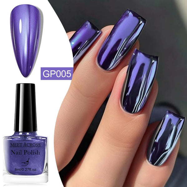 8ml Metallic Nail Polish Mirror Effect Fast Drying Long-Lasting Nails