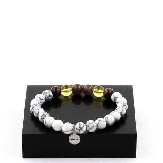 Ruby, Burma + Citrine + Red Tiger's Eye + Howlite Bracelet