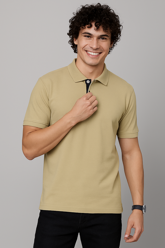 Men T-shirt, Beige (Size-S)
