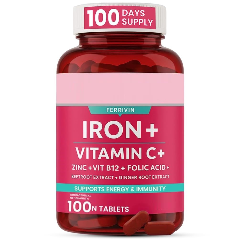 Iron Tablets with B12 Zinc 100 Count
