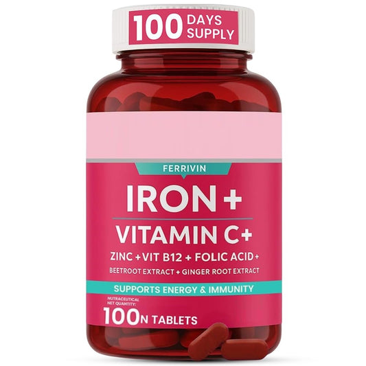 Iron Tablets with B12 Zinc 100 Count