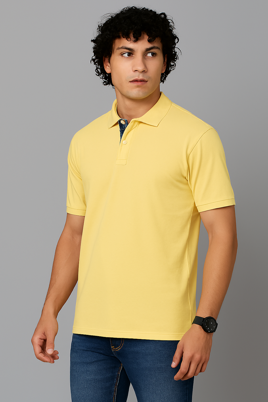 Men T-shirt, Yellow (Size-S)